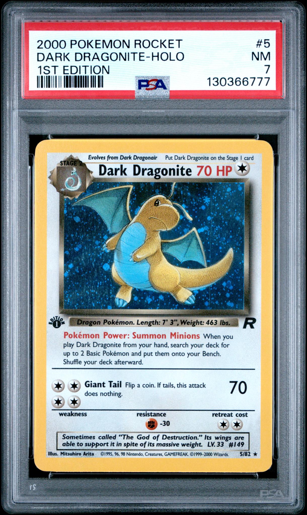 2000 Pokemon Team Rocket 1st Edition Holo Dark Dragonite #5 PSA 7