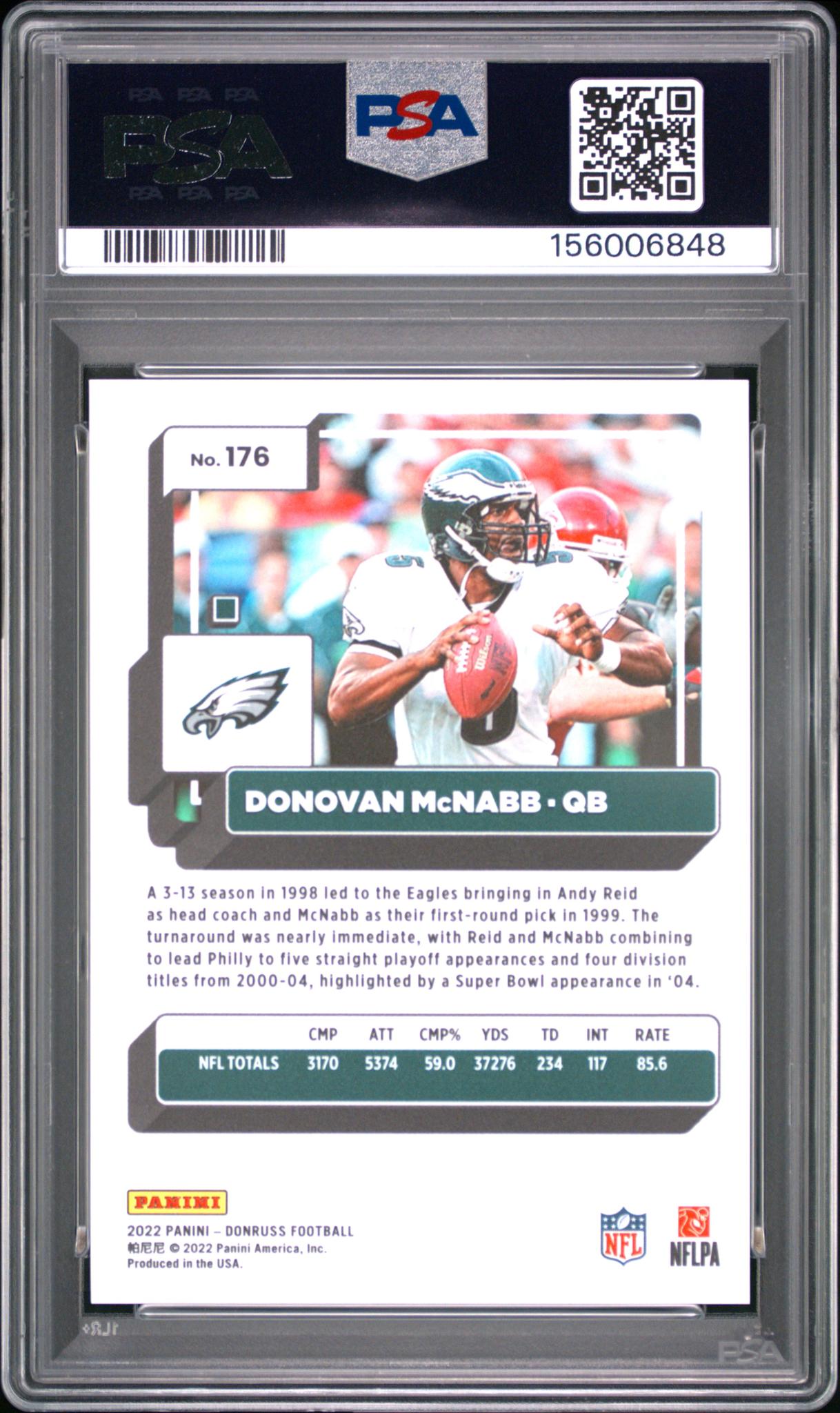 2022 Donruss Donruss Press Proof Premium Donovan Mcnabb #176 PSA 9