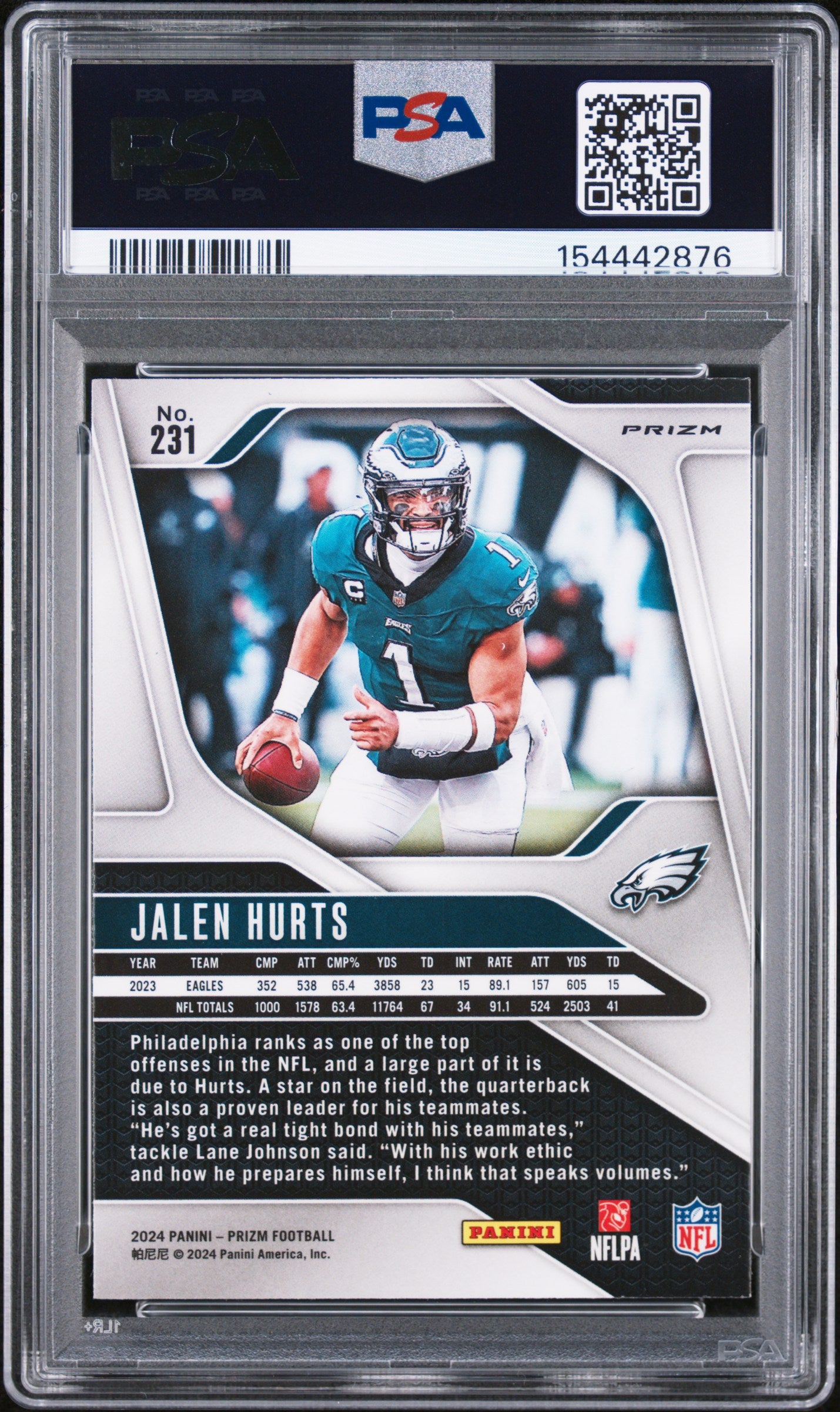 2024 Prizm Prizms Neon Green Pulsar Jalen Hurts #231 PSA 10