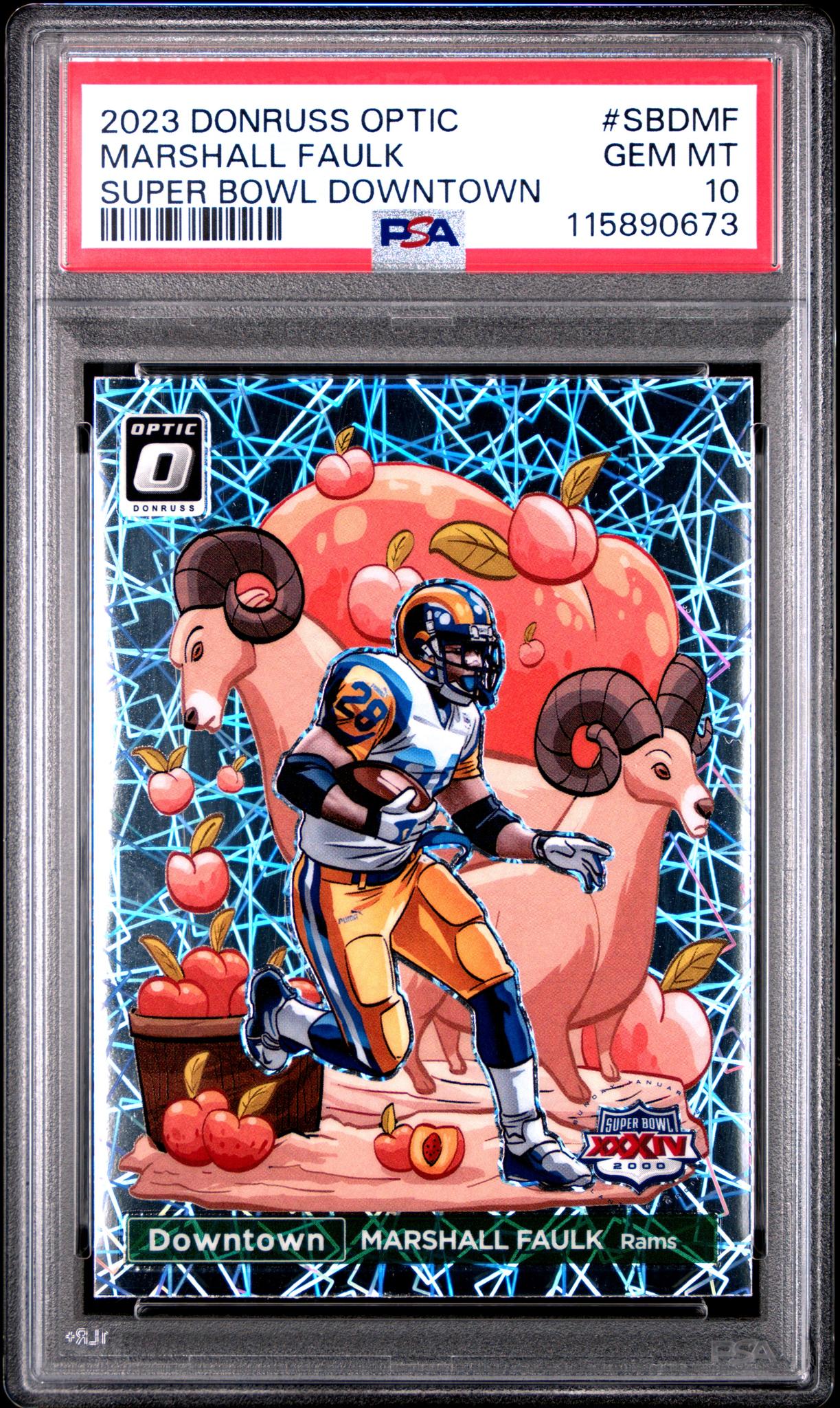 2023 Donruss Optic Super Bowl Downtown Marshall Faulk #SBDMF PSA 10