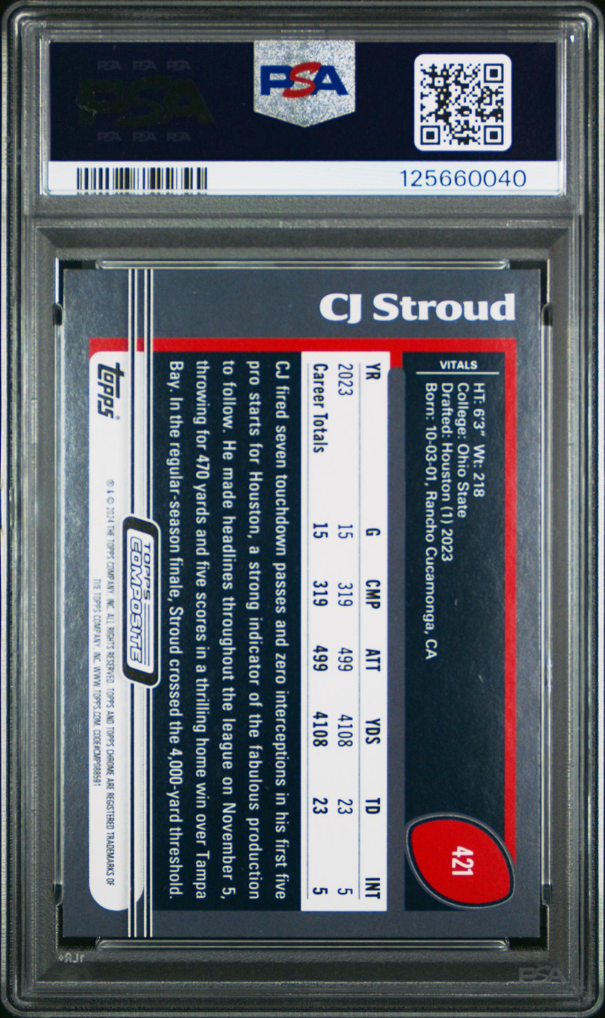 2023 Topps Composite Red Rainbow Foilboard 1/1 CJ Stroud #421 PSA 7