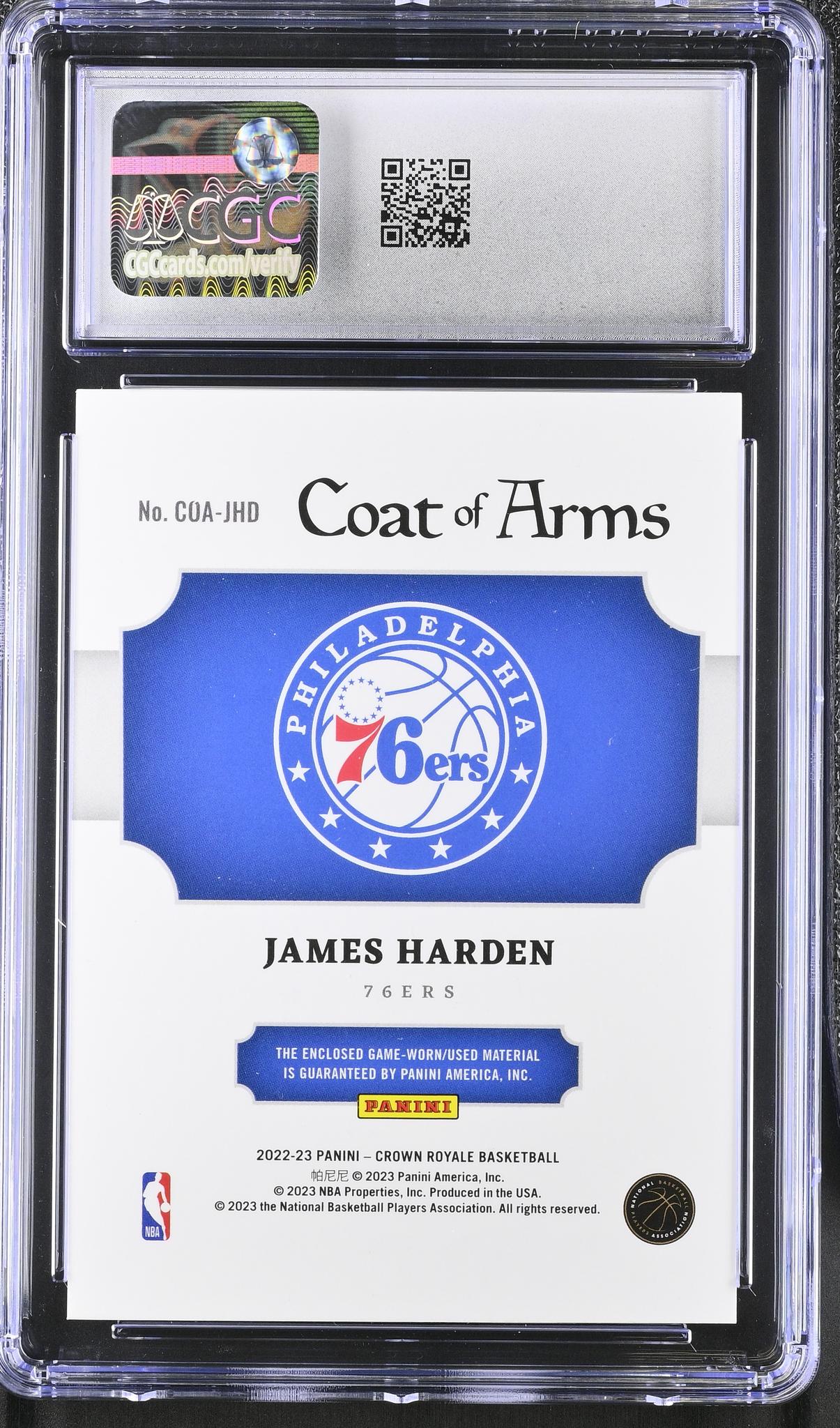 2022 Crown Royale #COA-JHD James Harden Coat of Arms Relics CGC 9.5