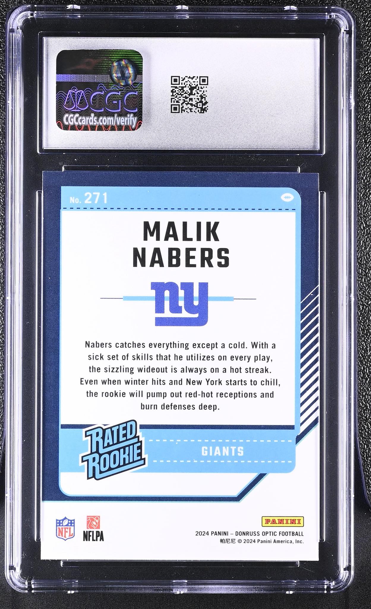 2024 Donruss Optic #271 Malik Nabers Rated Rookie CGC 9.5