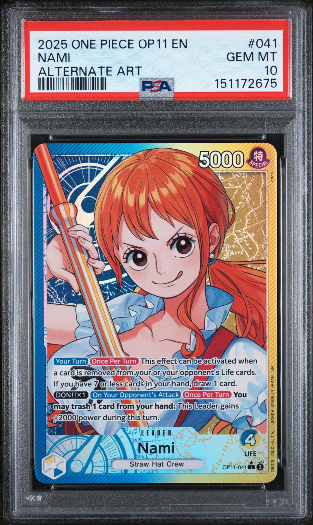 2025 One Piece Nami #041 Alternate Art PSA 10