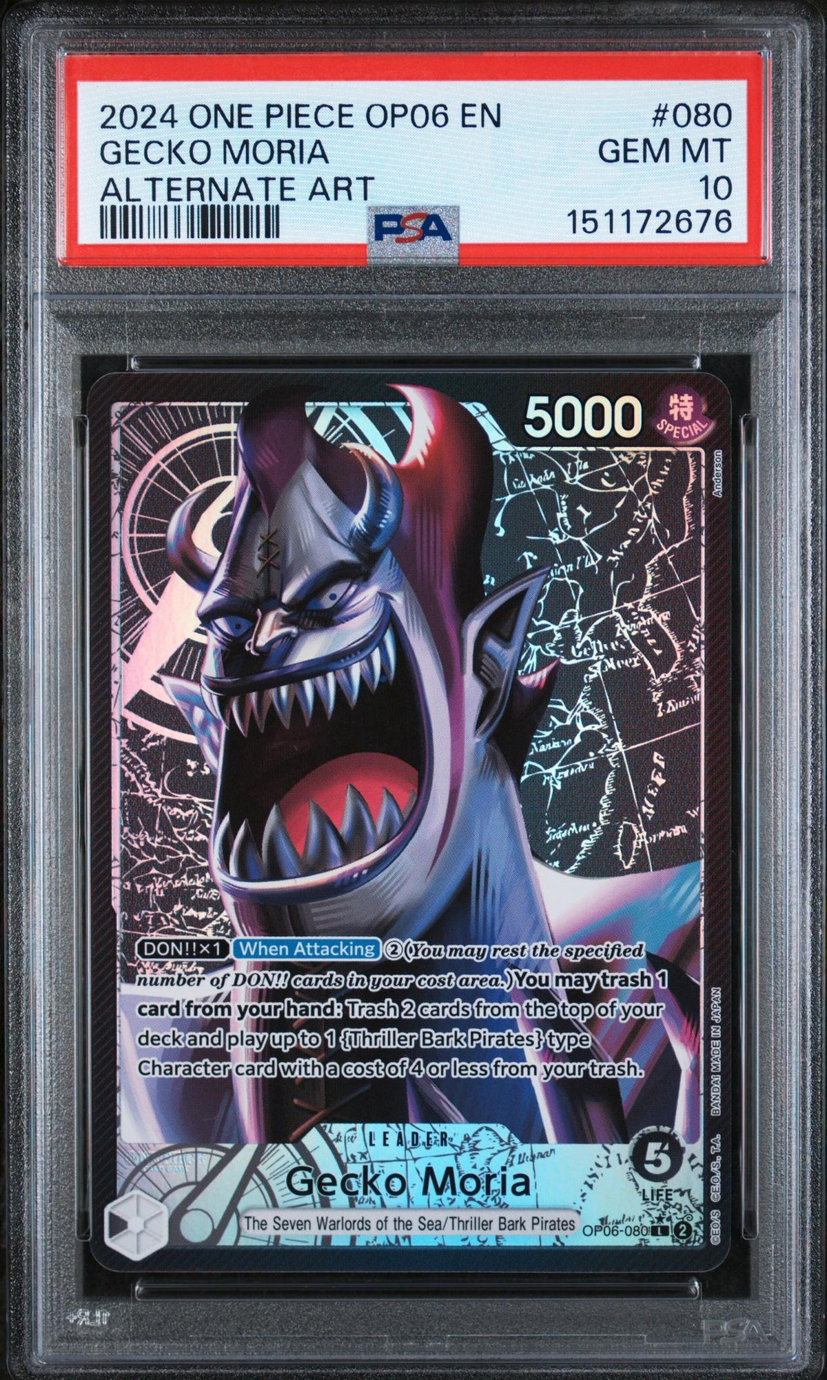 2024 One Piece Gecko Moria #080 Alternate Art PSA 10