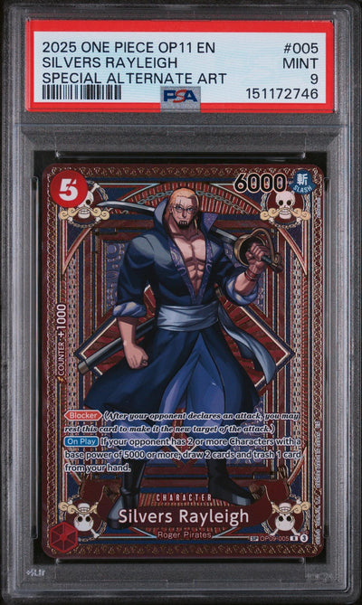 2025 One Piece Silvers Rayleigh #005 Special Alternate Art PSA 9