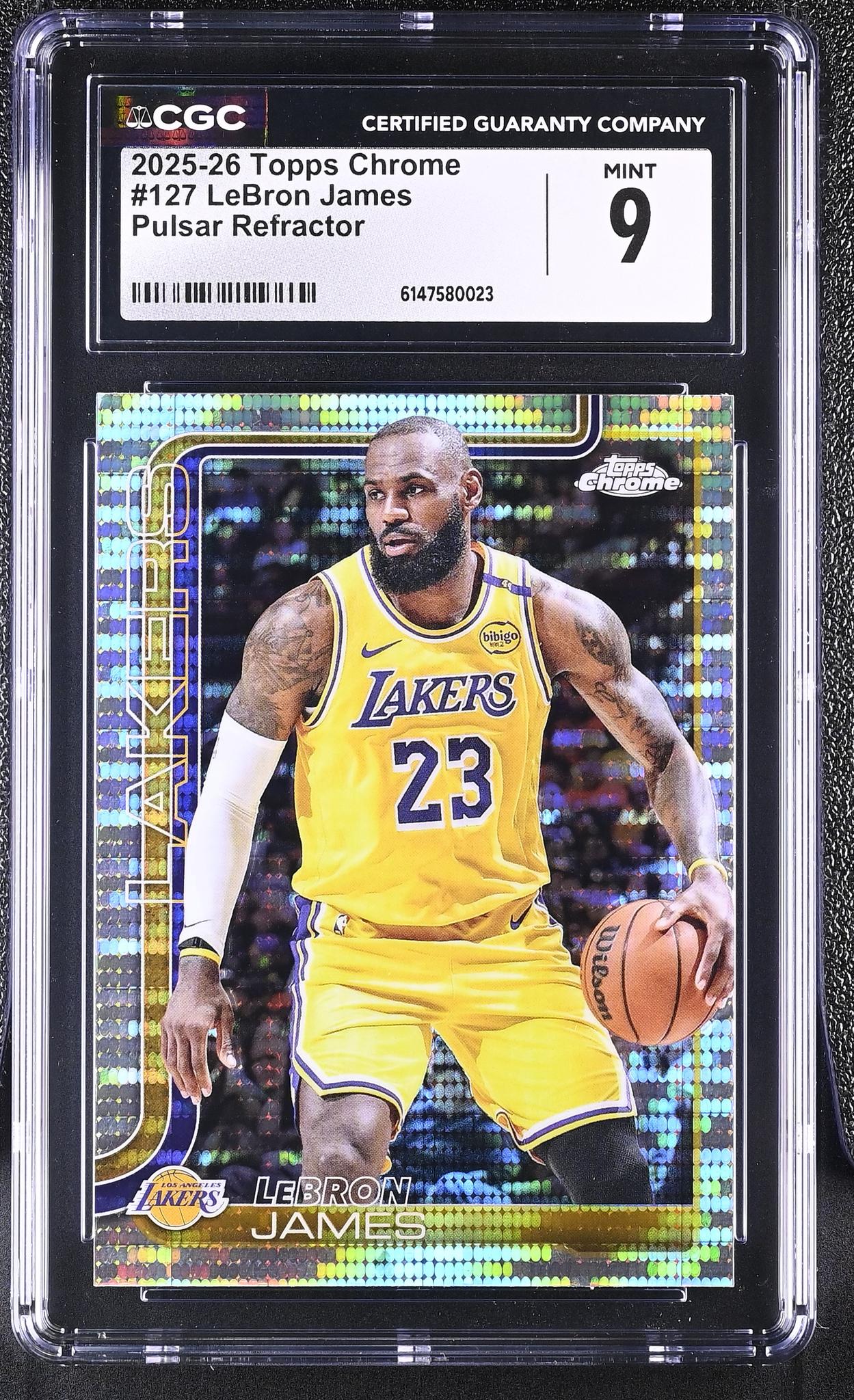 2025 Topps Chrome #127 LeBron James Pulsar Refractor CGC 9