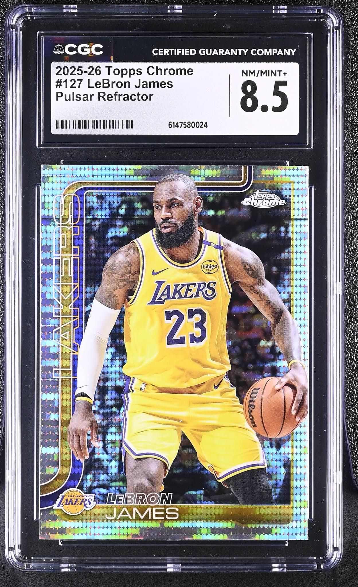 2025 Topps Chrome #127 LeBron James Pulsar Refractor CGC 8.5