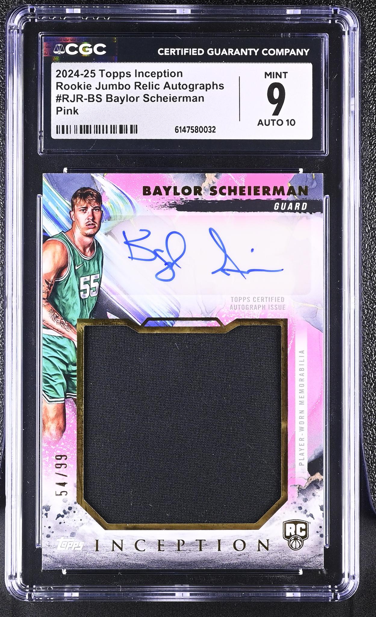 2024 Inception # Baylor Scheierman Rookie Jumbo Relic Autographs /99 Auto CGC 9