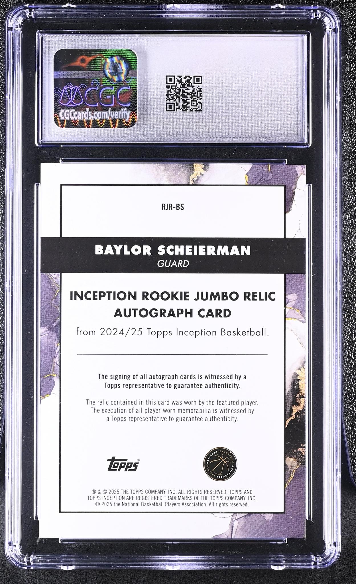 2024 Inception # Baylor Scheierman Rookie Jumbo Relic Autographs /99 Auto CGC 9