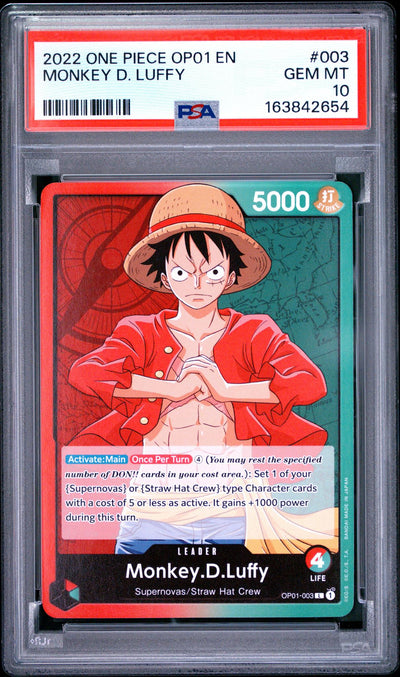 2022 One Piece Monkey D. Luffy #003 PSA 10