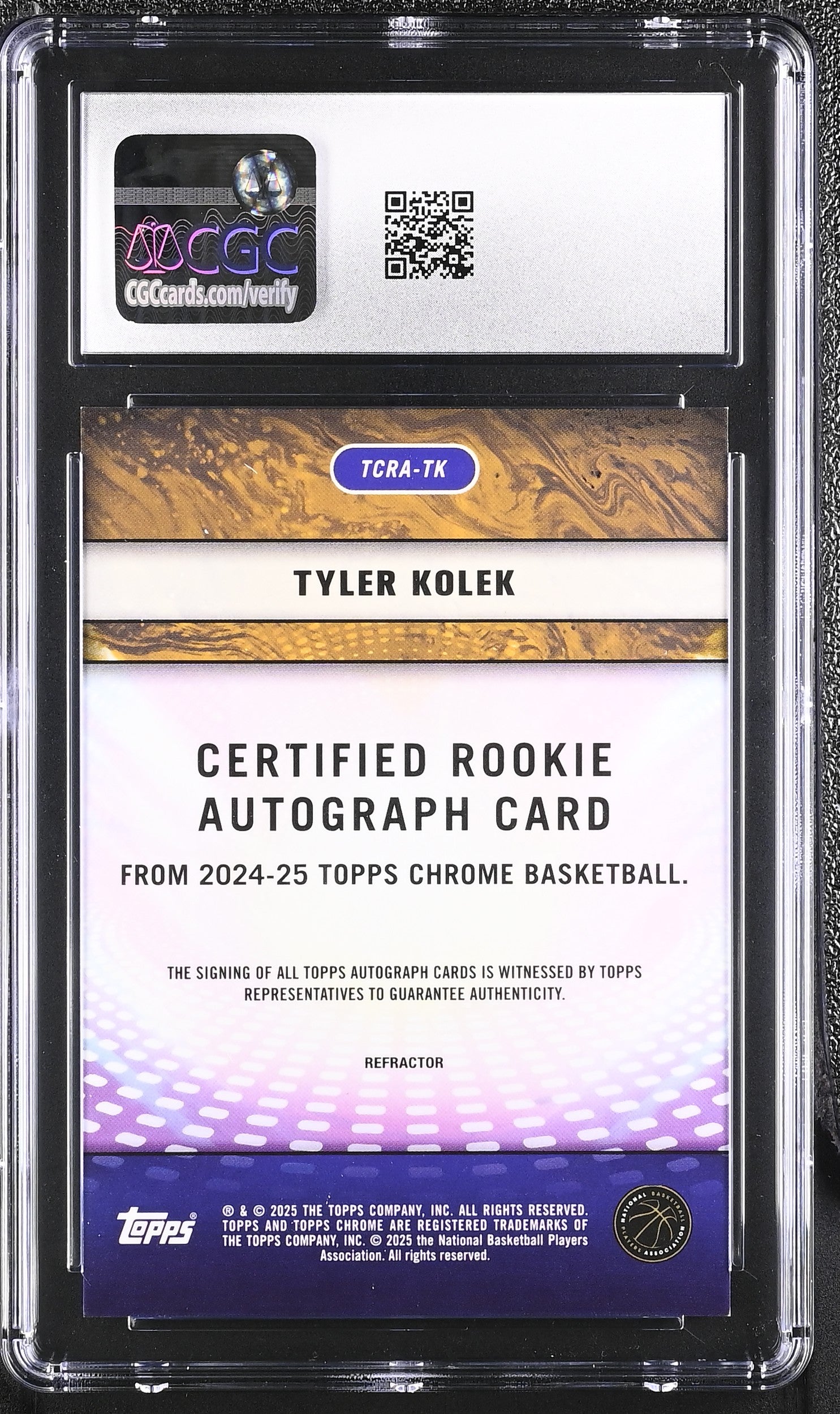 2024 Topps Chrome #TCRA-TK Tyler Kolek Certified Rookie Autographs Auto CGC 10
