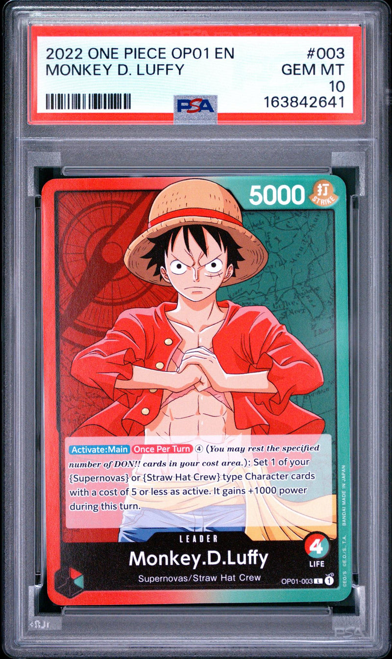 2022 One Piece OP01 Monkey D. Luffy #003 PSA 10