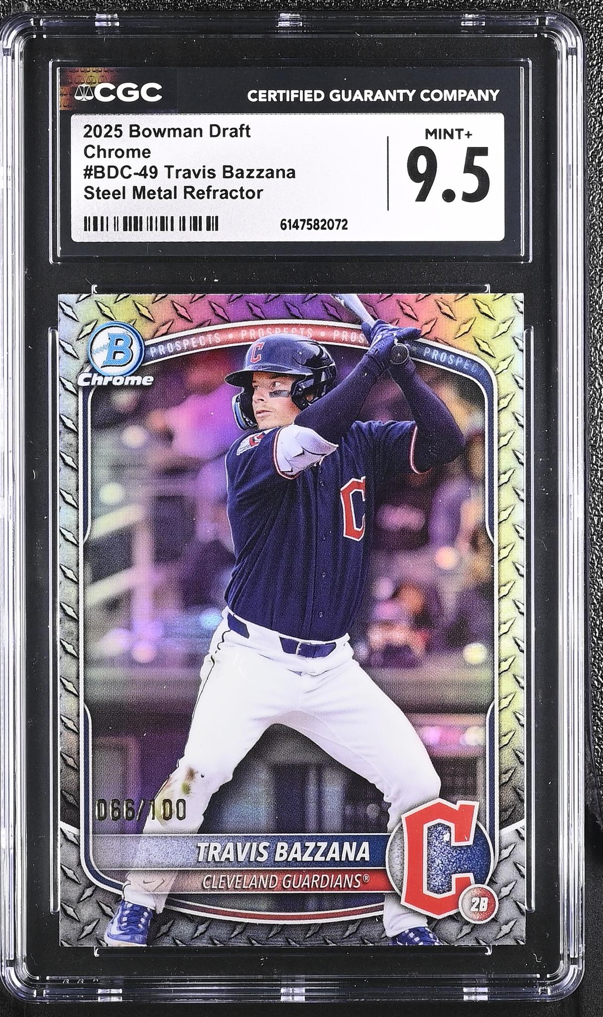 2025 Bowman Draft Chrome # Travis Bazzana Steel Metal Refractor /100 CGC 9.5