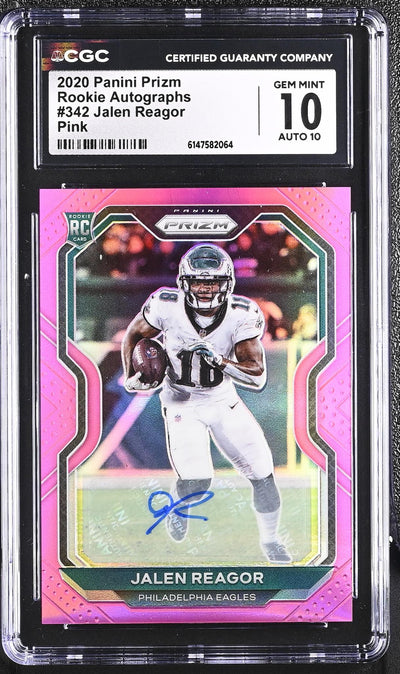 2020 Panini Prizm Jalen Reagor Rookie Autographs Pink #342 CGC 10