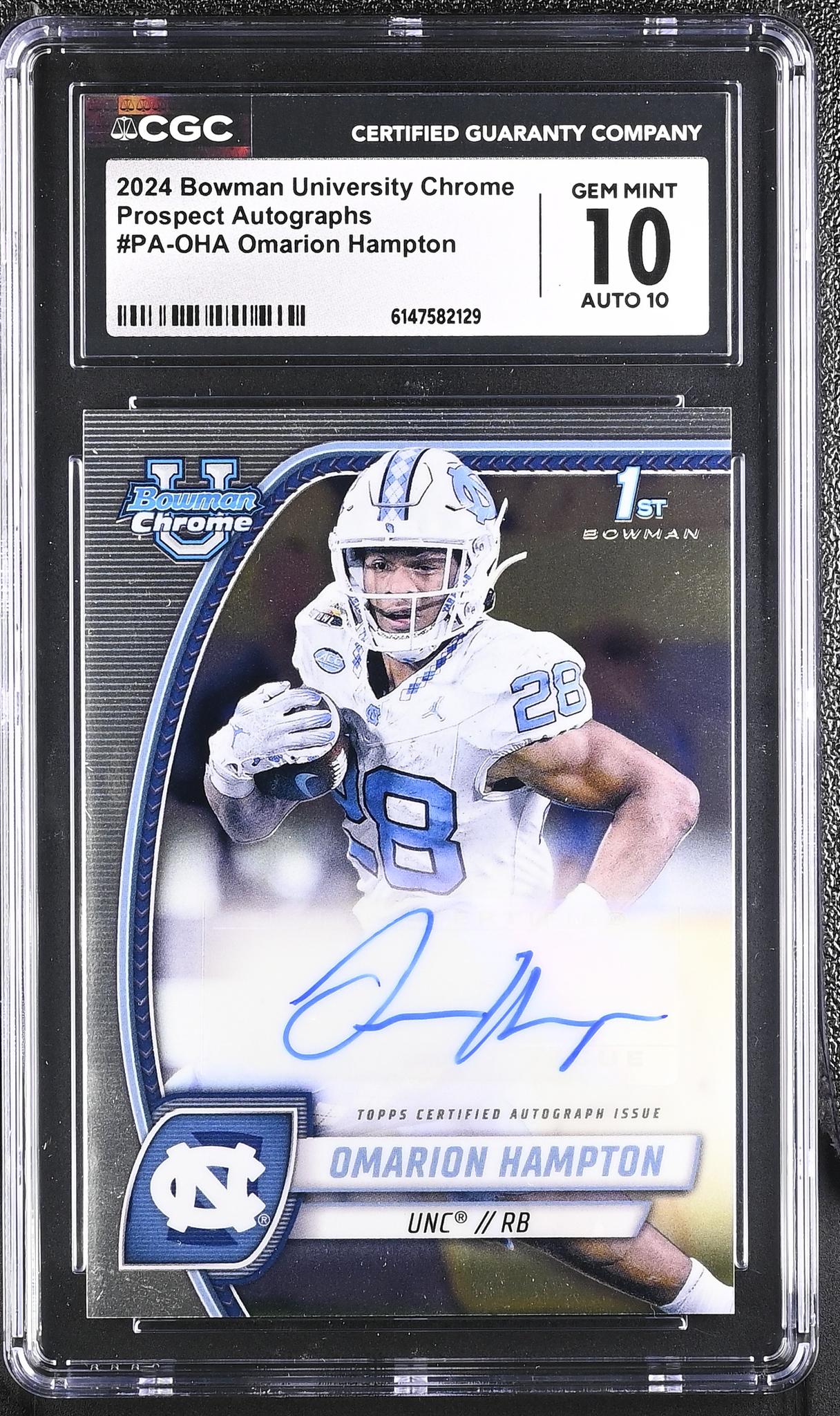2024 Bowman Chrome #PA-OHA Omarion Hampton Prospect Autographs Auto CGC 10