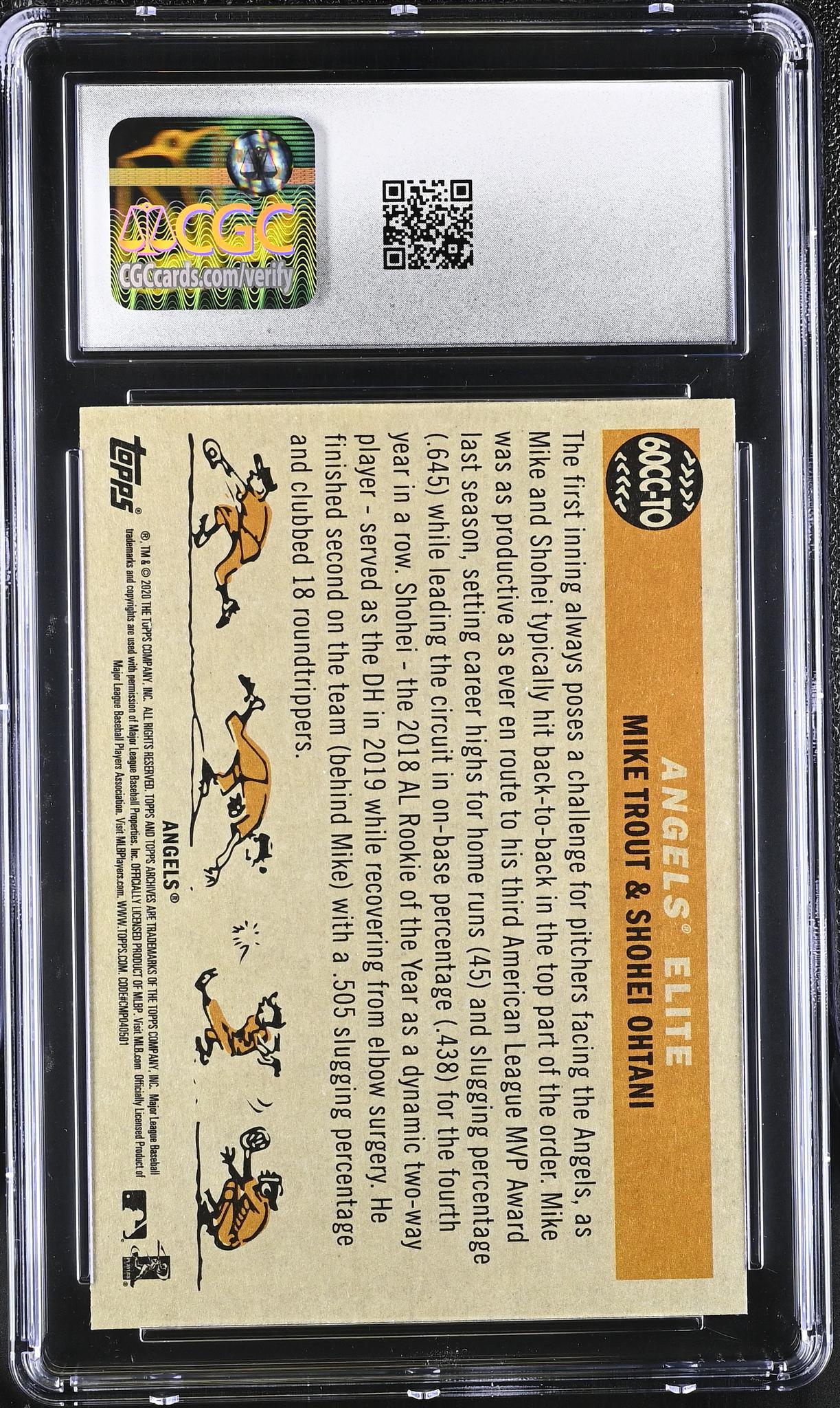 2020 Topps Archives #60CC-TO Mike Trout/Shohei Ohtani '60 Combo Cards CGC 10