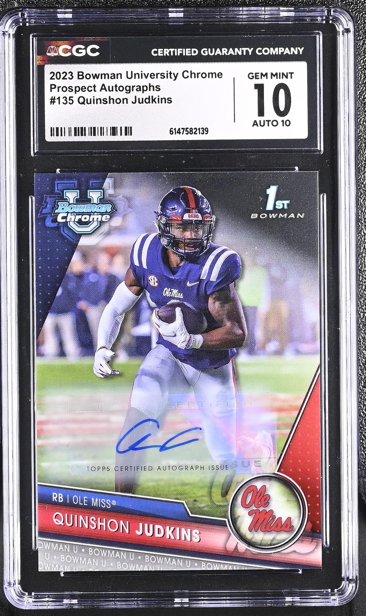 2023 Bowman #135 Quinshon Judkins Prospect Autographs Auto CGC 10