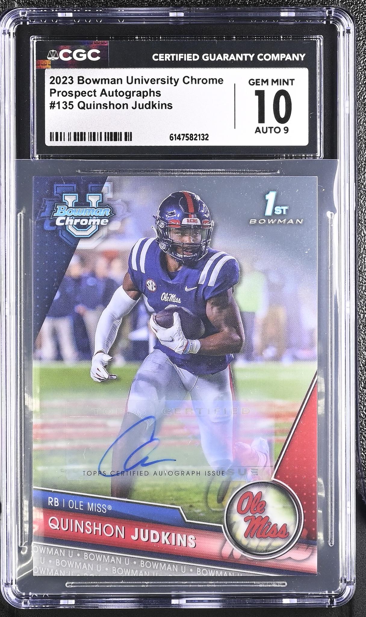 2023 Bowman Chrome #135 Quinshon Judkins Prospect Autographs Auto CGC 10