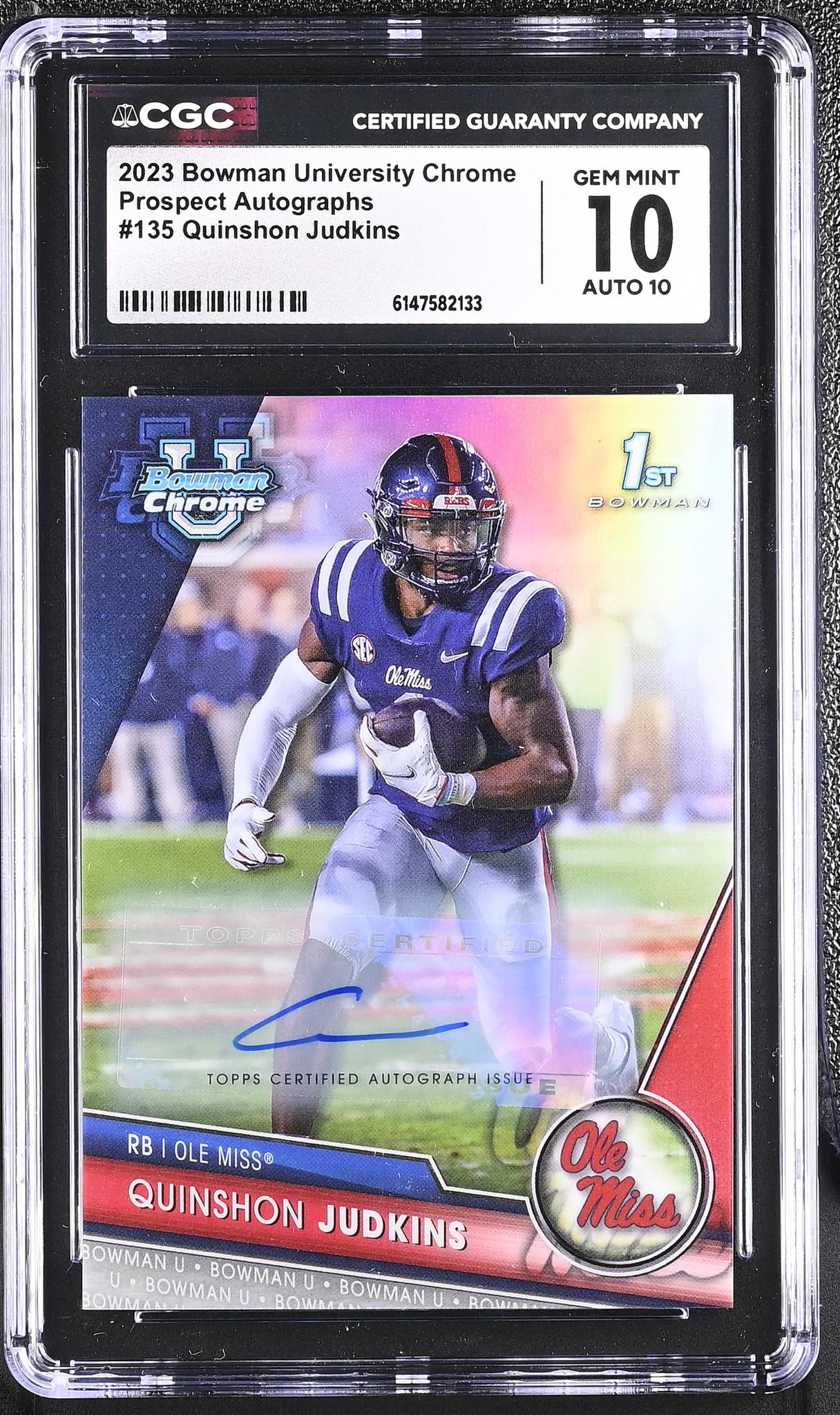 2023 Bowman Chrome #135 Quinshon Judkins Prospect Autographs /499 Auto CGC 10