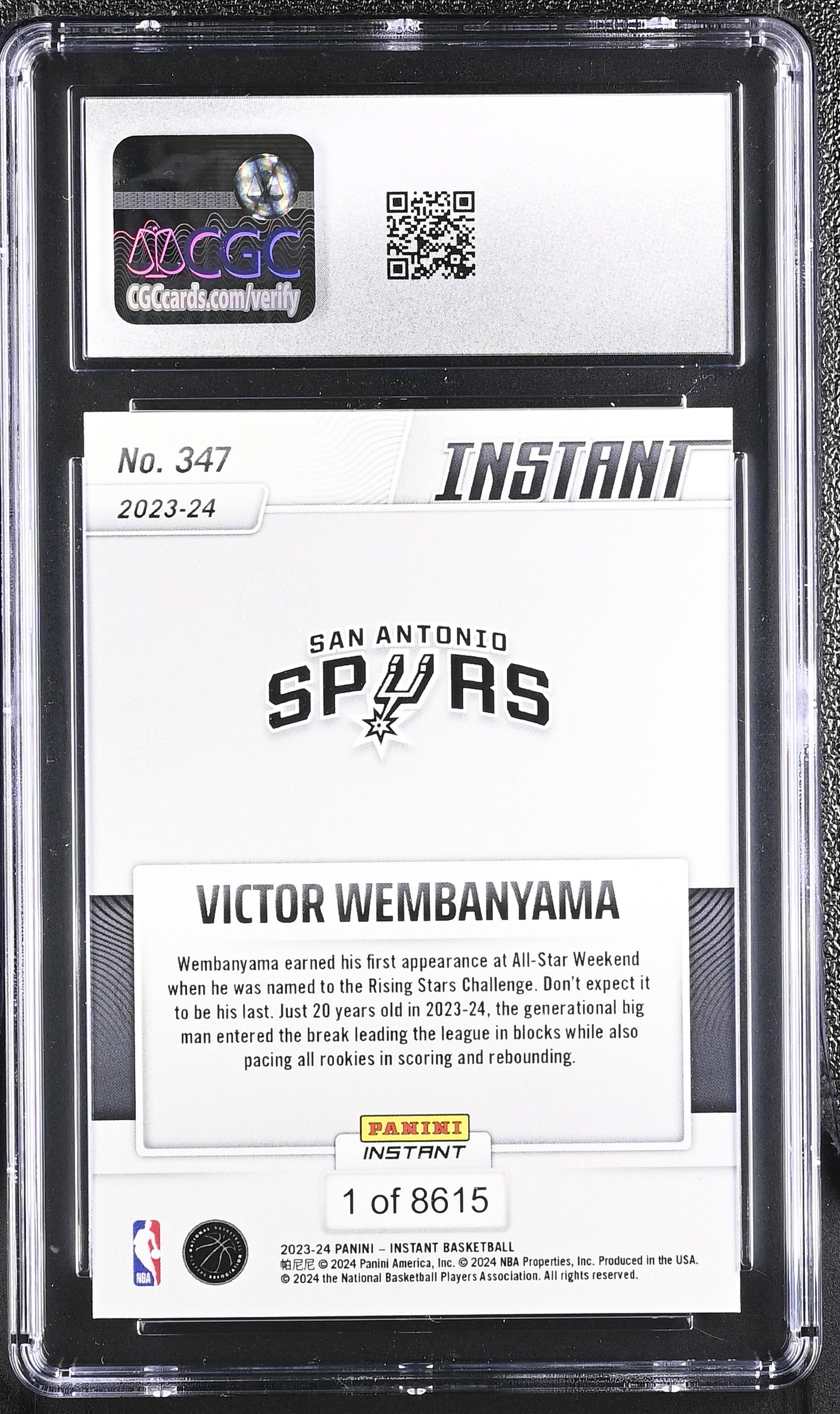 2023 Panini Instant #347 Victor Wembanyama Panini NBA Rising Stars 1 CGC 10