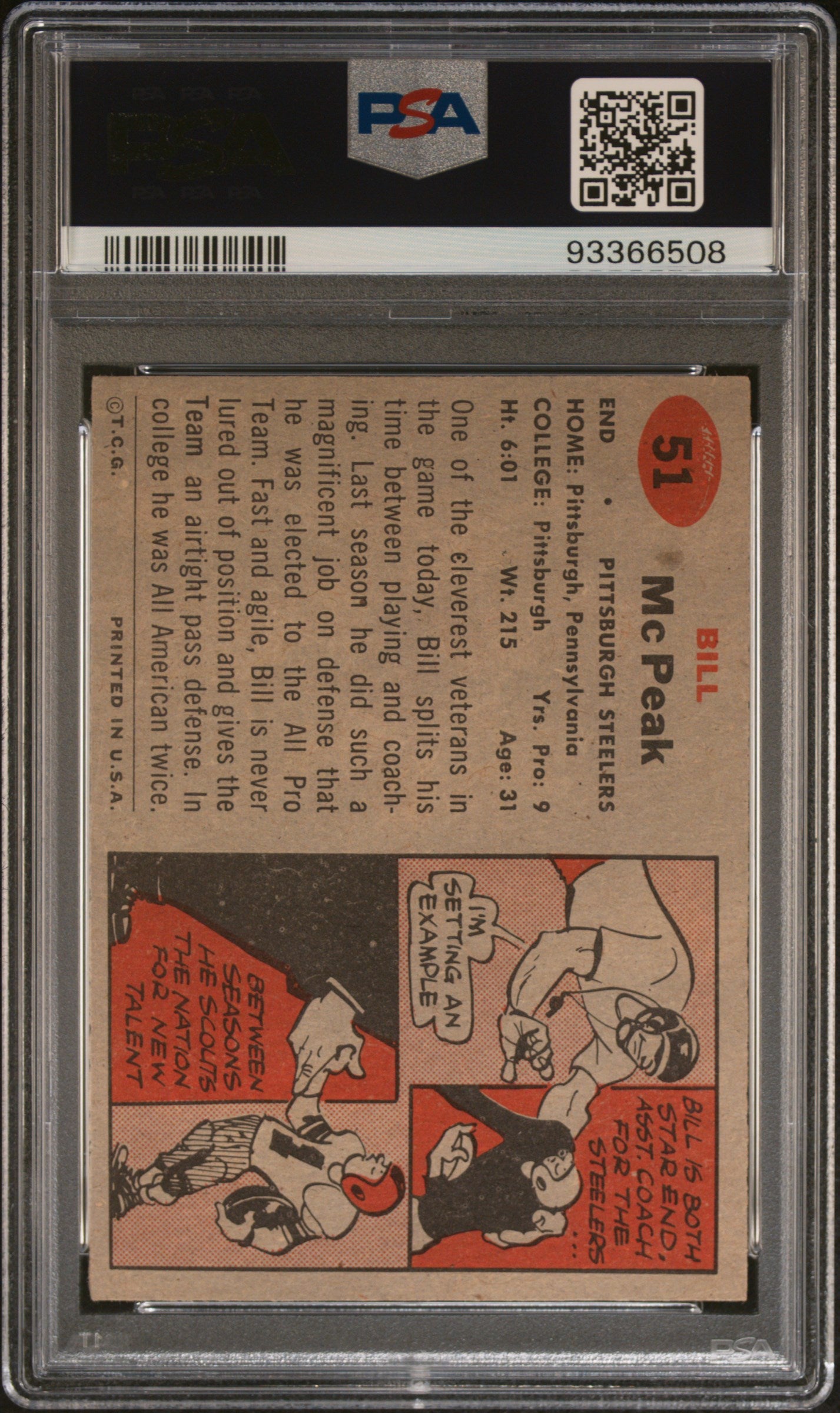 1957 Topps Bill Mcpeak #51 PSA 7