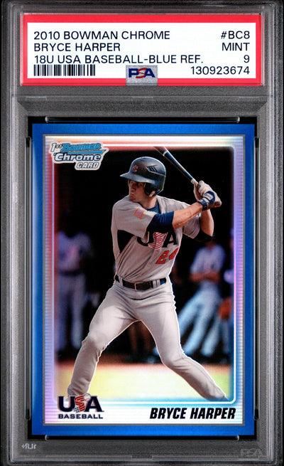 2010 Bowman Chrome Bryce Harper #BC8 18U USA Baseball Blue Refractor /250 PSA 9