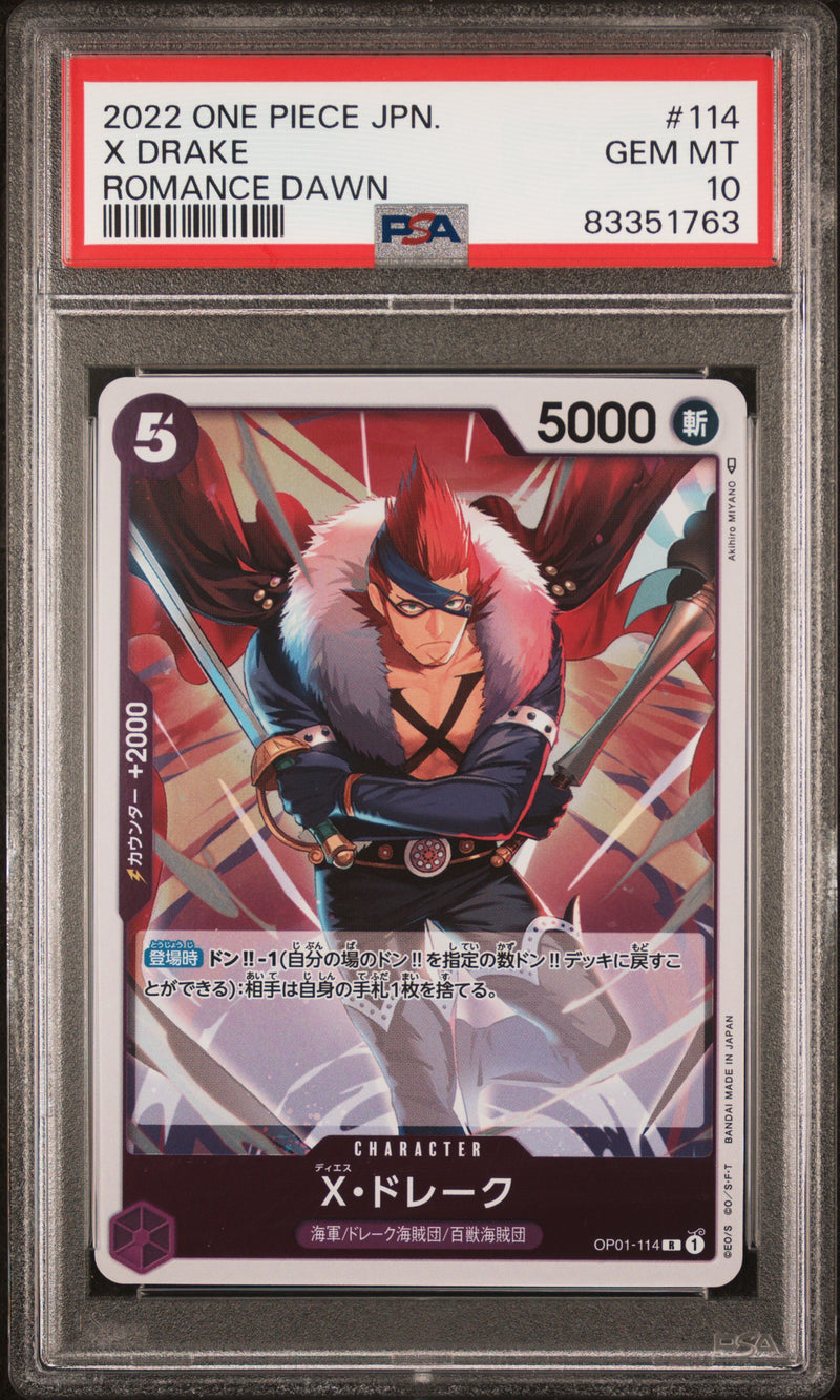 One Piece Card Game Romance Dawn X Drake #114 PSA 10