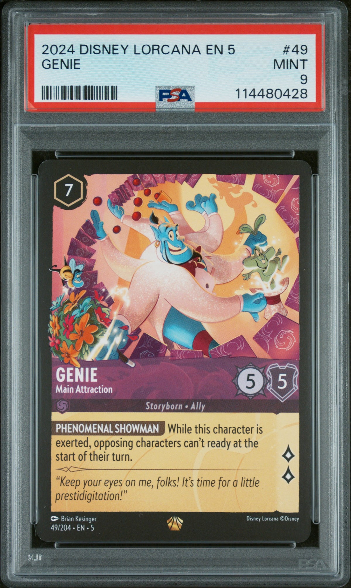 2024 Disney Lorcana En 5-Shimmering Skies Genie #49 PSA 9