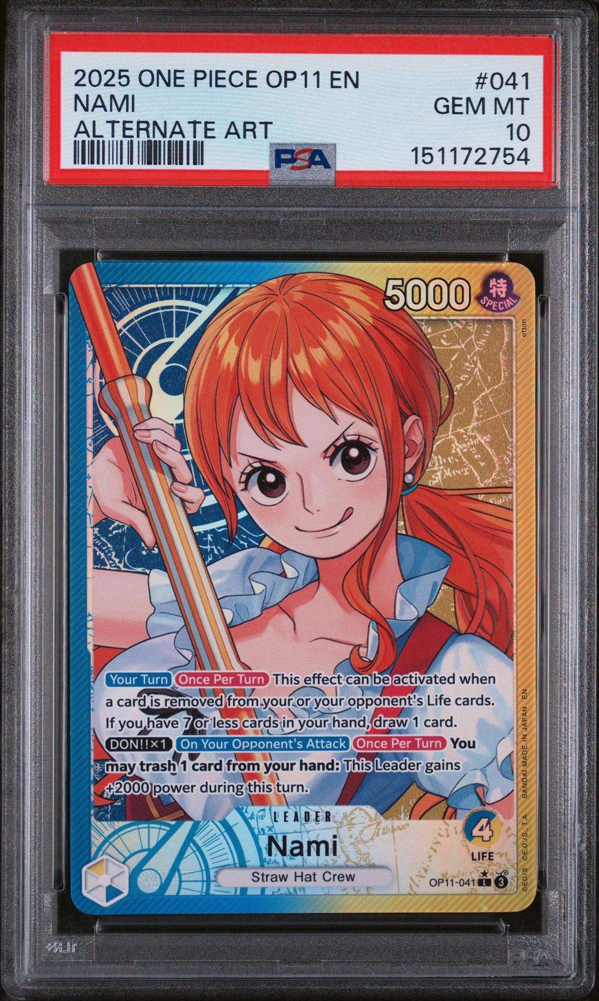 2025 One Piece Nami #041 Alternate Art PSA 10
