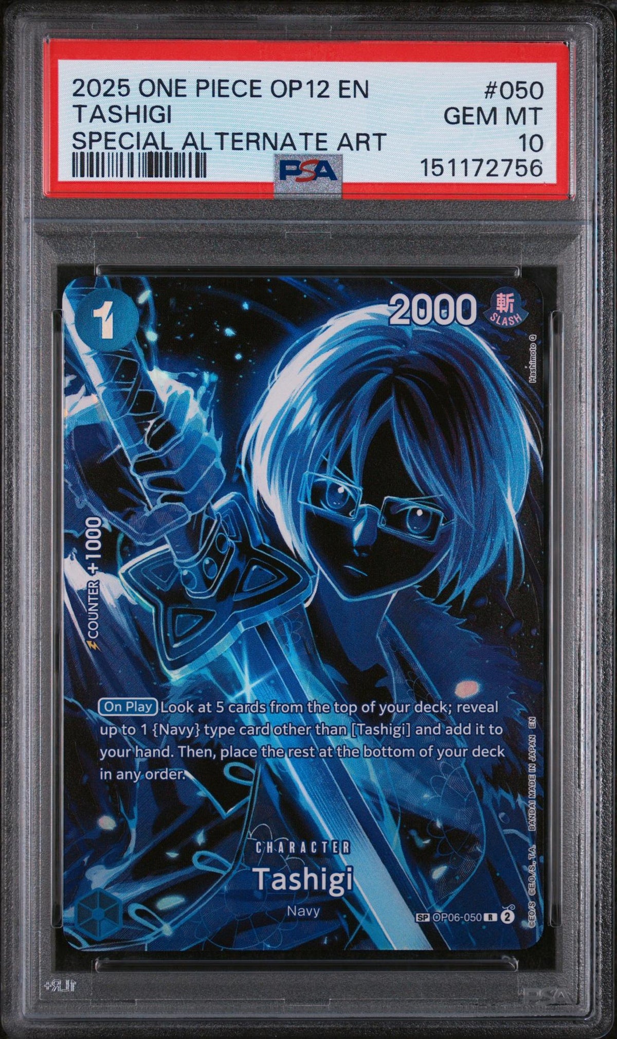 2025 One Piece Tashigi #050 Special Alternate Art PSA 10