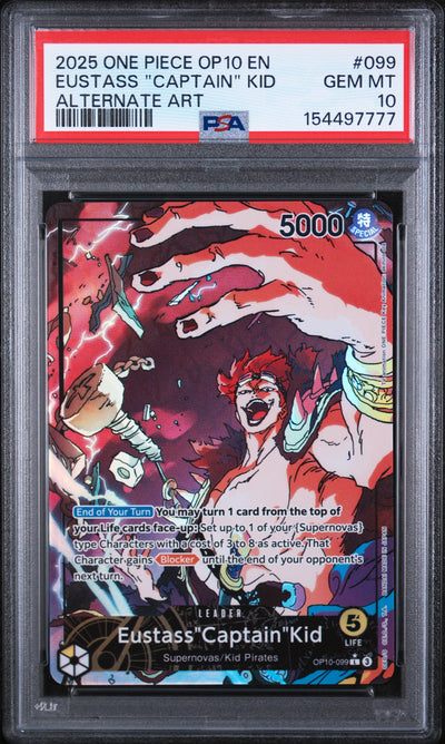 2025 One Piece Eustass "Captain" Kid #099 Alternate Art PSA 10