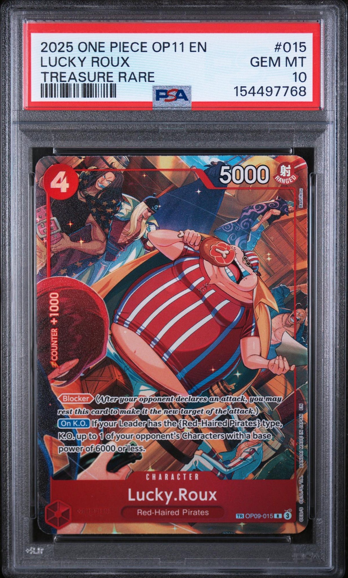 One Piece Card Game Lucky Roux OP09-015 Treasure Rare PSA 10