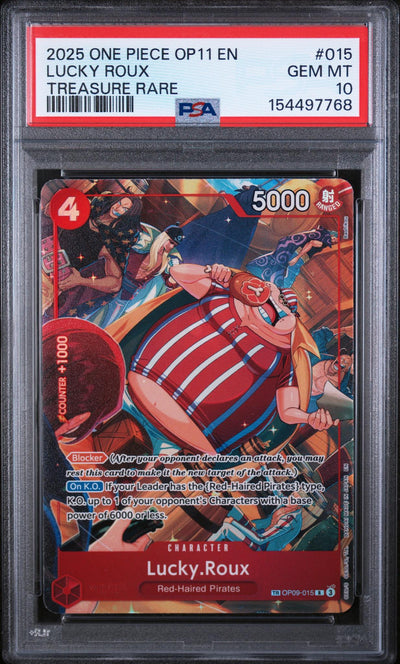 One Piece Card Game Lucky Roux OP09-015 Treasure Rare PSA 10