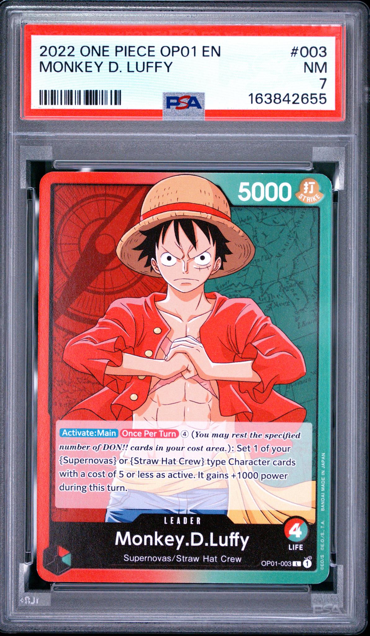 One Piece Card Game Monkey D. Luffy #003 PSA 7