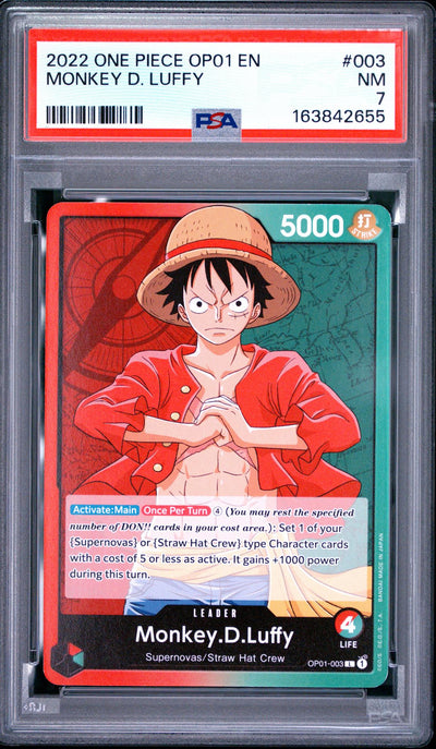 One Piece Card Game Monkey D. Luffy #003 PSA 7
