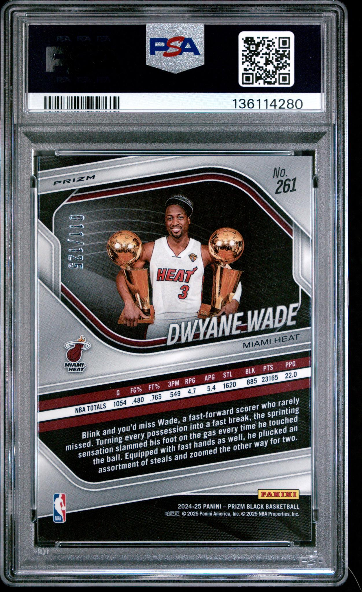 2024 Panini Prizm Black Blue Ice Dwyane Wade #261 /125 PSA 9