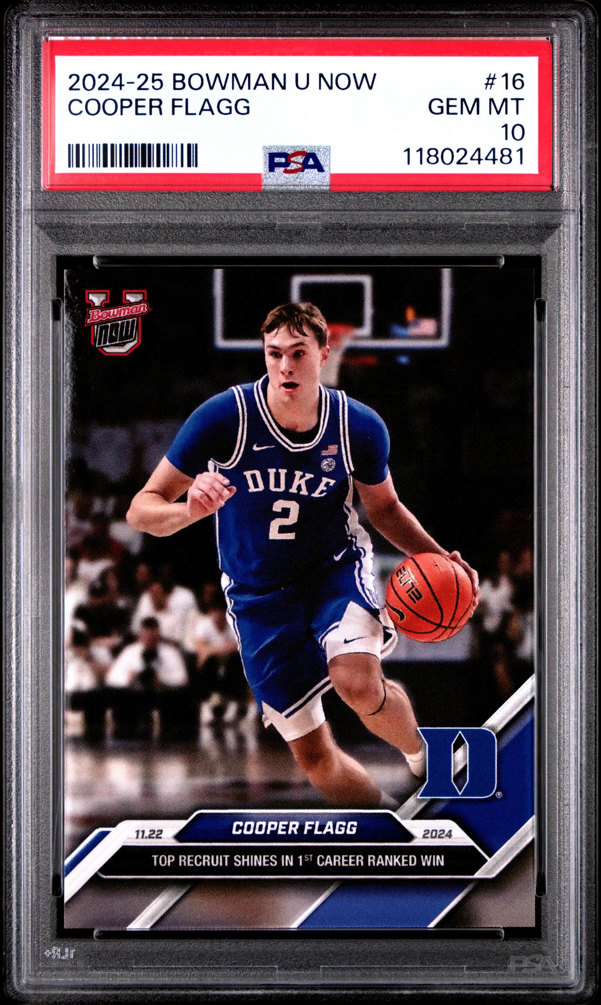 2024 Bowman University Now Cooper Flagg #16 /6257 PSA 10