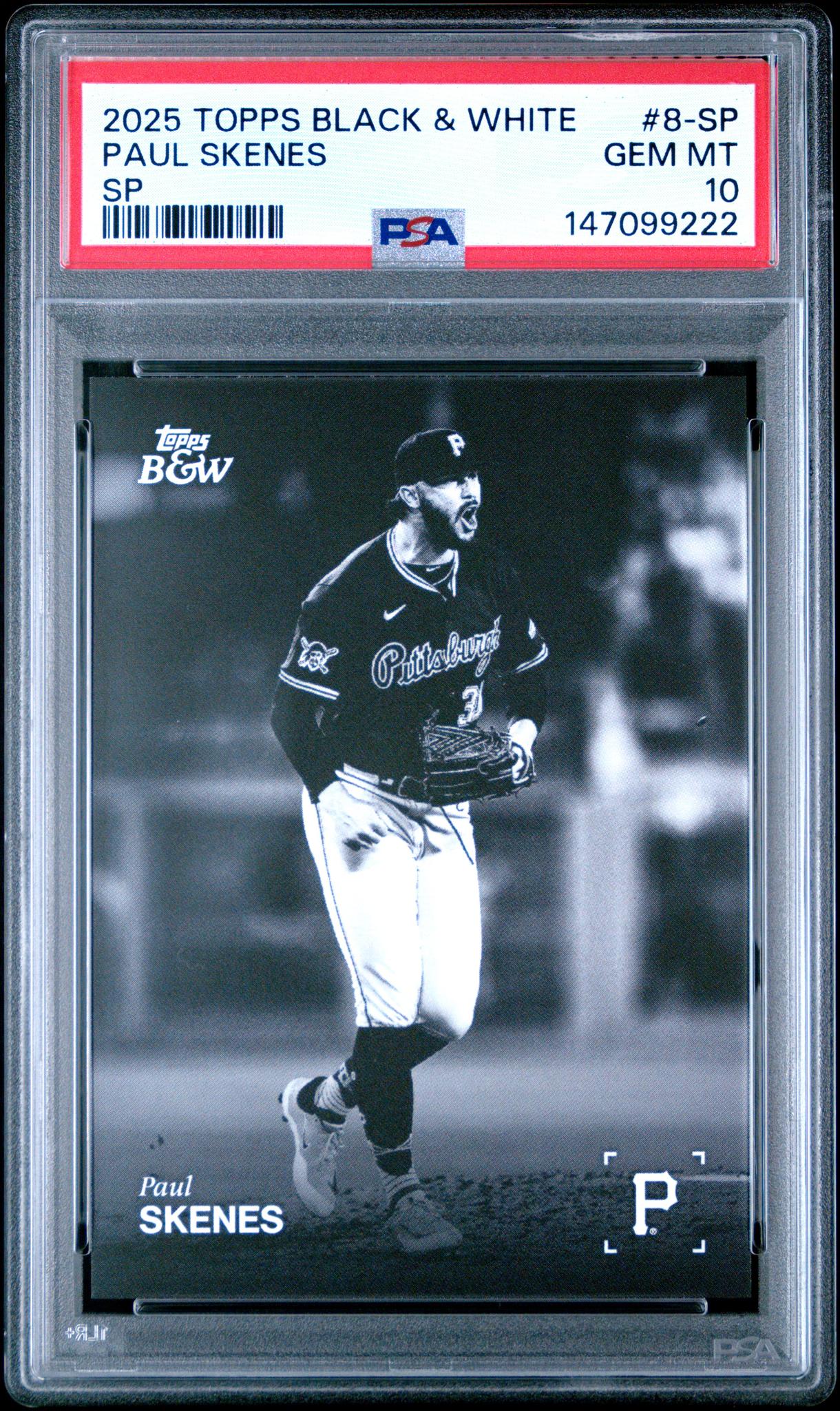 2025 Topps Black & White Paul Skenes #8-SP PSA 10