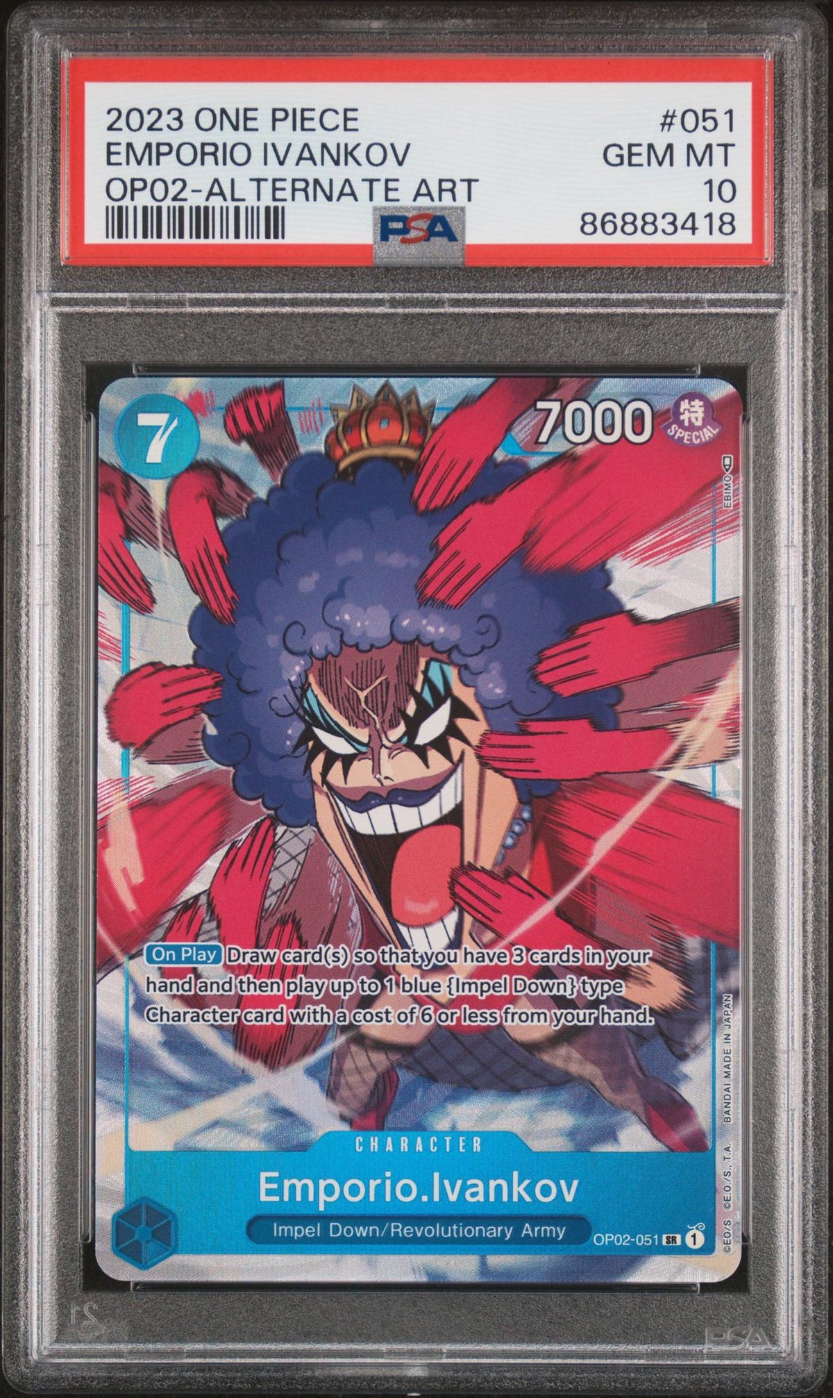 One Piece Card Game Emporio Ivankov OP02-051 Alternate Art PSA 10