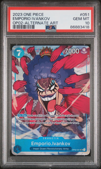 One Piece Card Game Emporio Ivankov OP02-051 Alternate Art PSA 10
