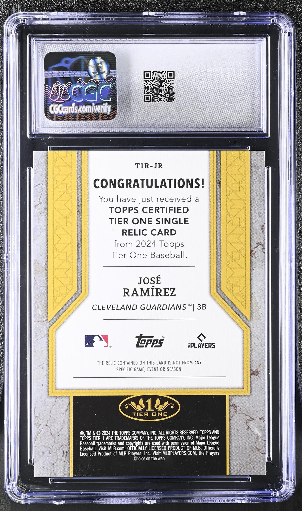 2025 Tier One #T1R-JR José Ramírez Relics /149 CGC 10