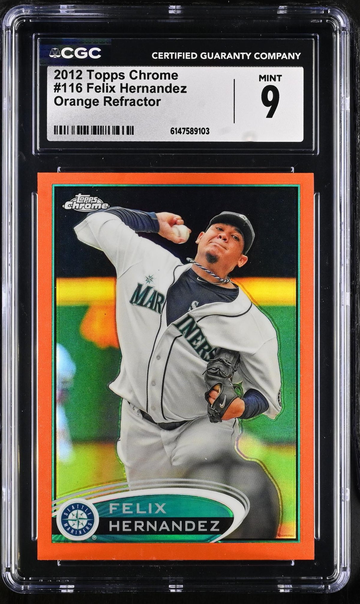 2012 Topps Chrome #116 Felix Hernandez Orange Refractor CGC 9