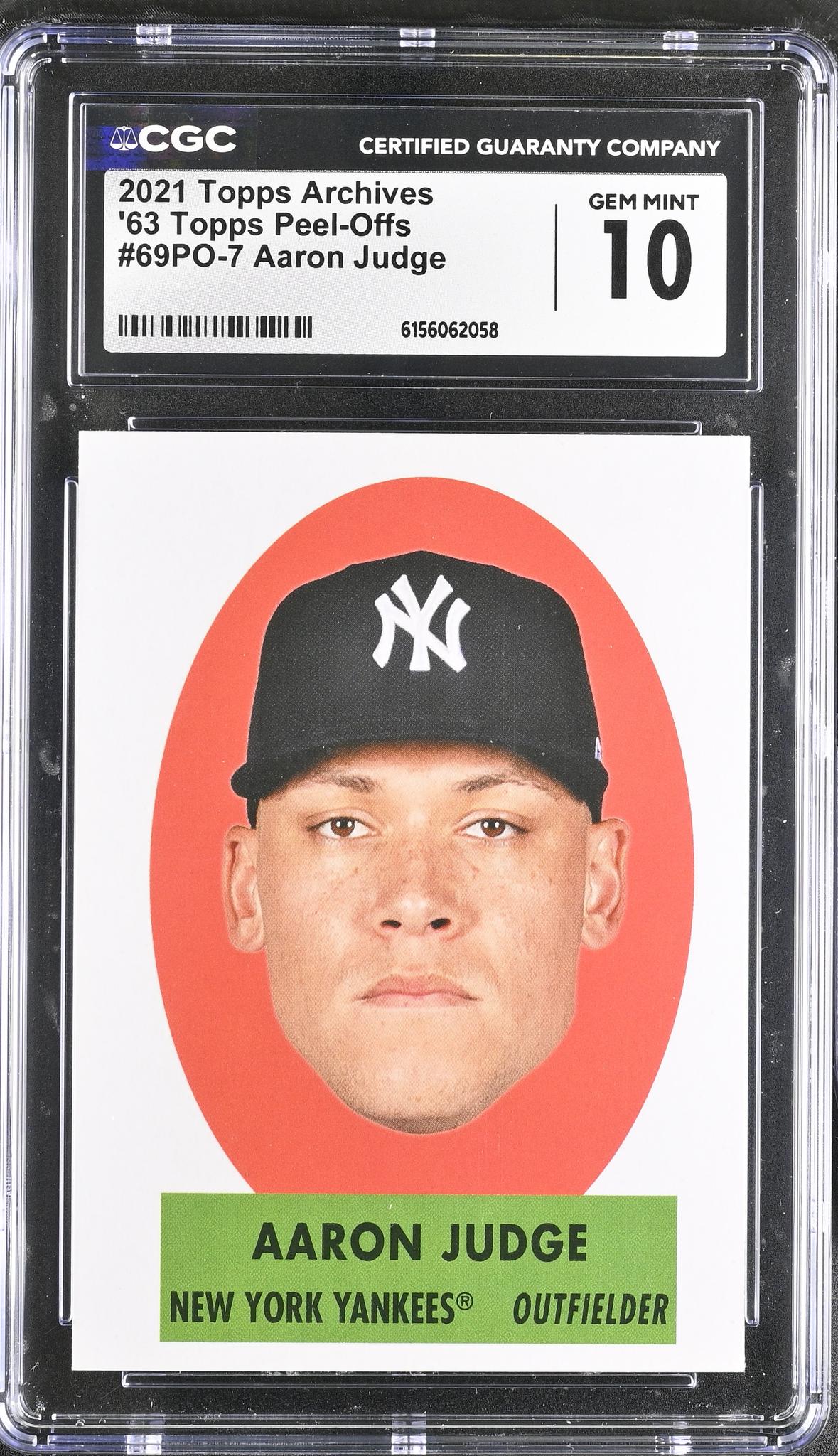 2021 Topps Archives #69PO-7 Aaron Judge '63 Topps Peel-Offs CGC 10