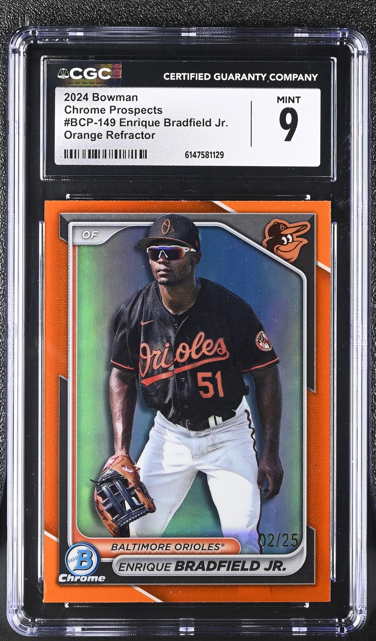 2024 Bowman #BCP-149 Enrique Bradfield Jr. Chrome Prospects /25 CGC 9