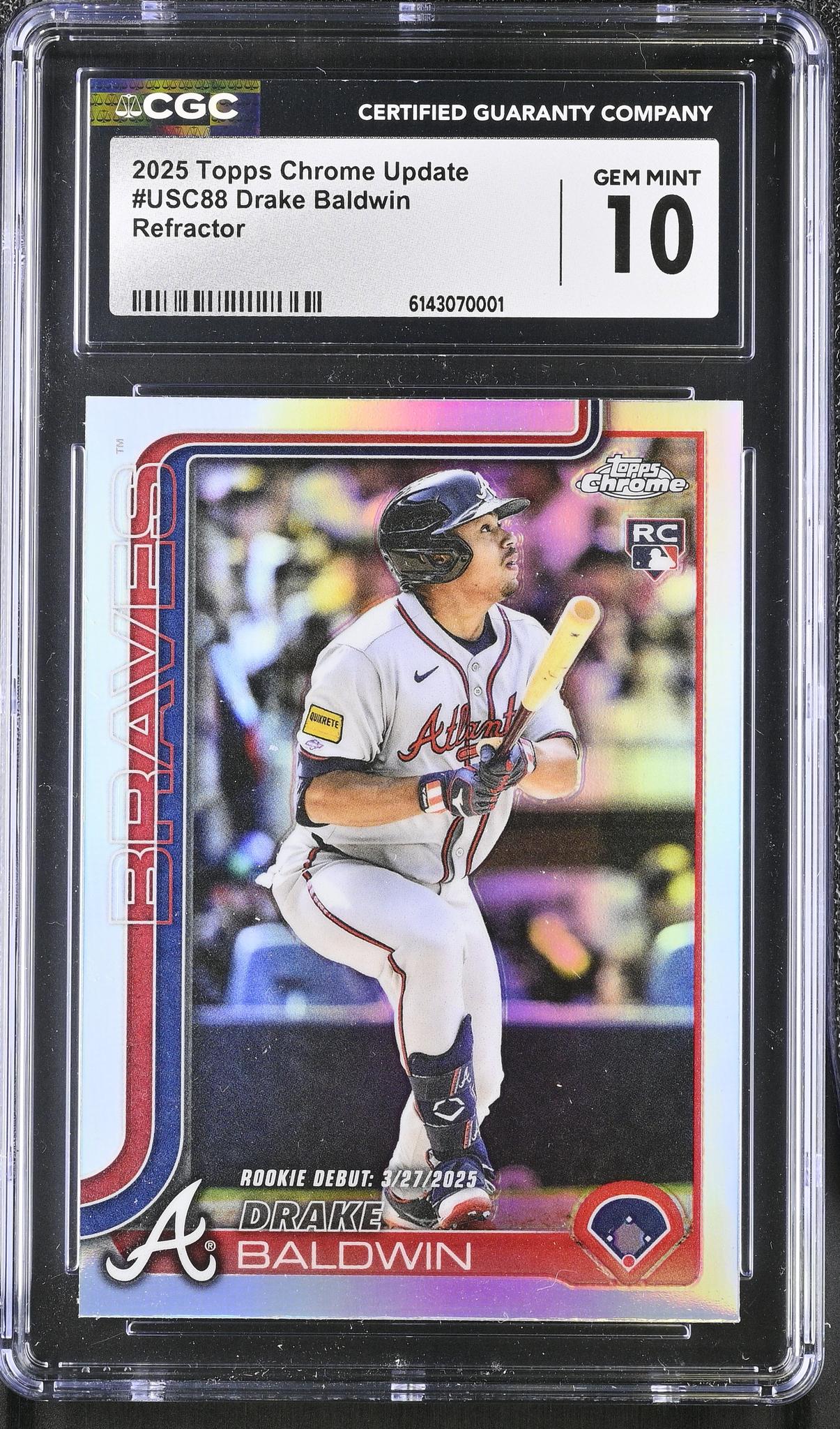 2025 Topps Chrome Update #USC88 Drake Baldwin Refractor CGC 10