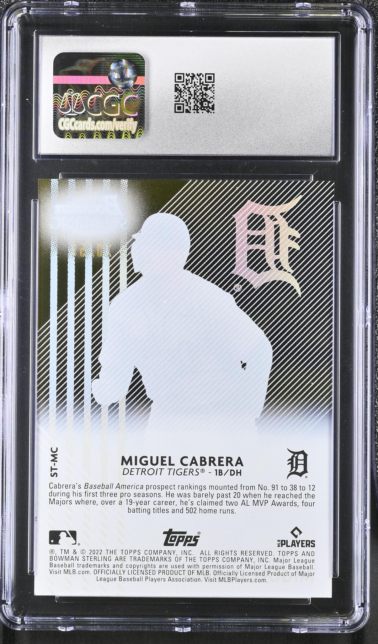 2022 Bowman Sterling #ST-MC Miguel Cabrera Sterling Tek /50 CGC 9