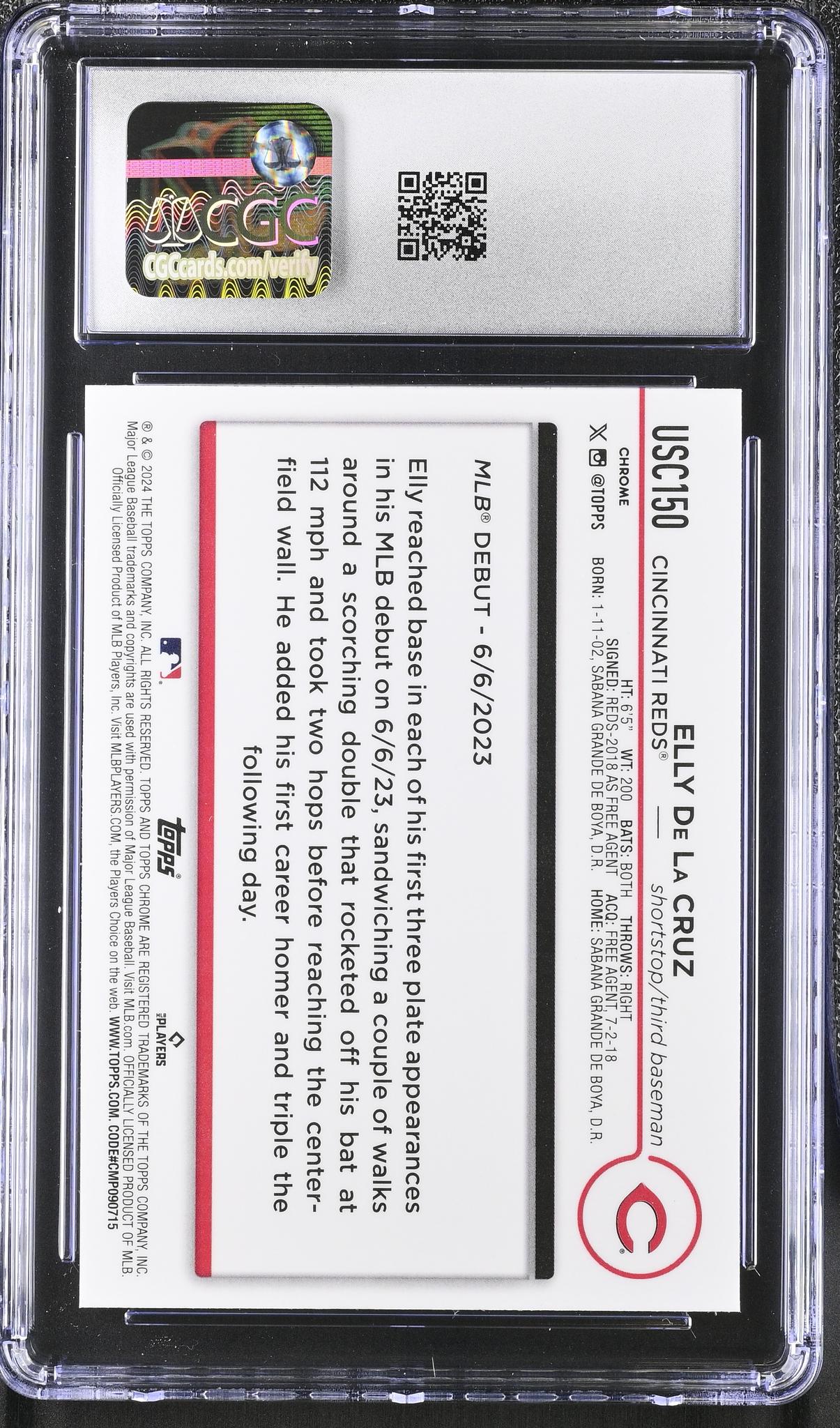2024 Topps Chrome #USC150 Elly De La Cruz CGC 8