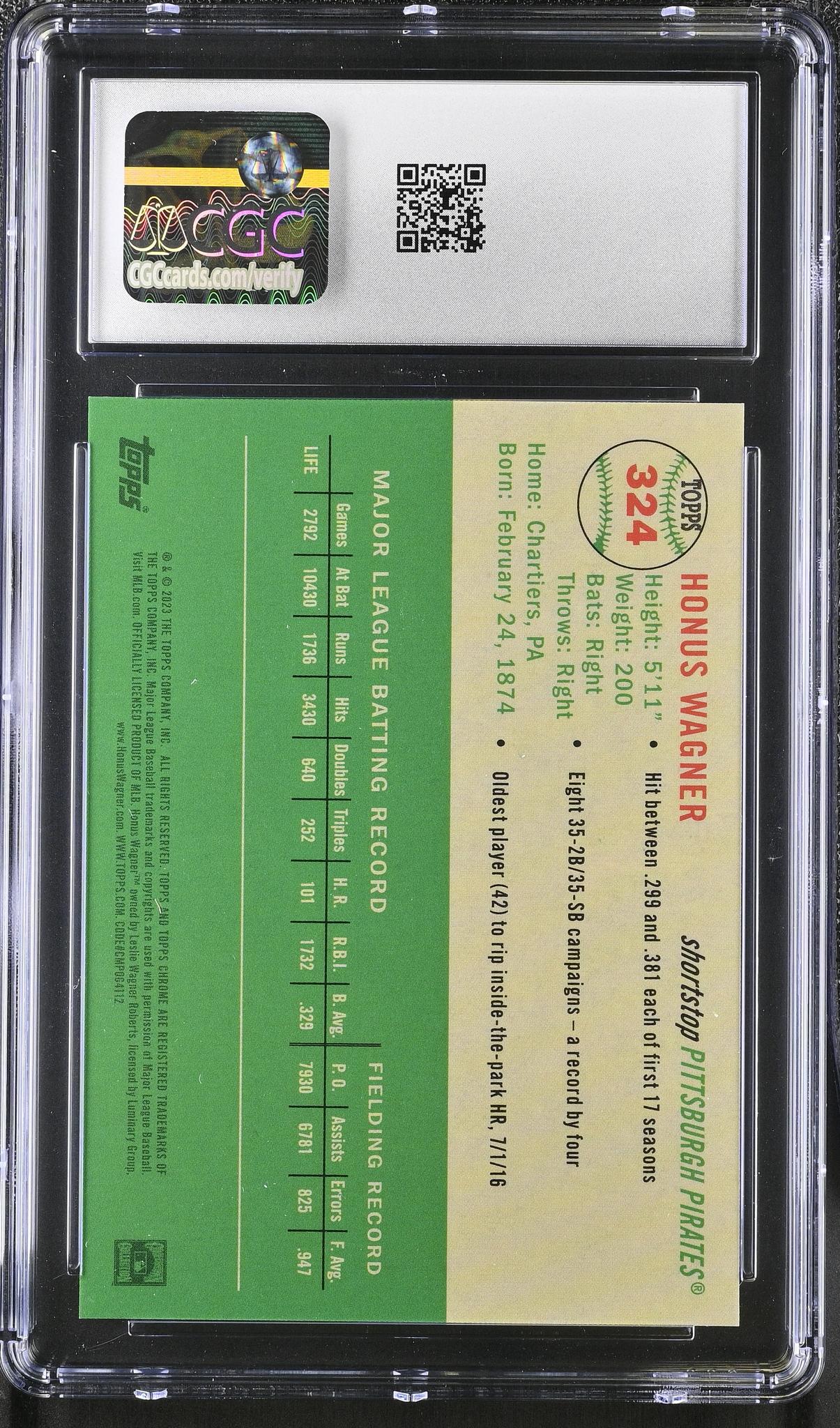 2023 Topps Chrome #324 Honus Wagner Topps Refractor CGC 10