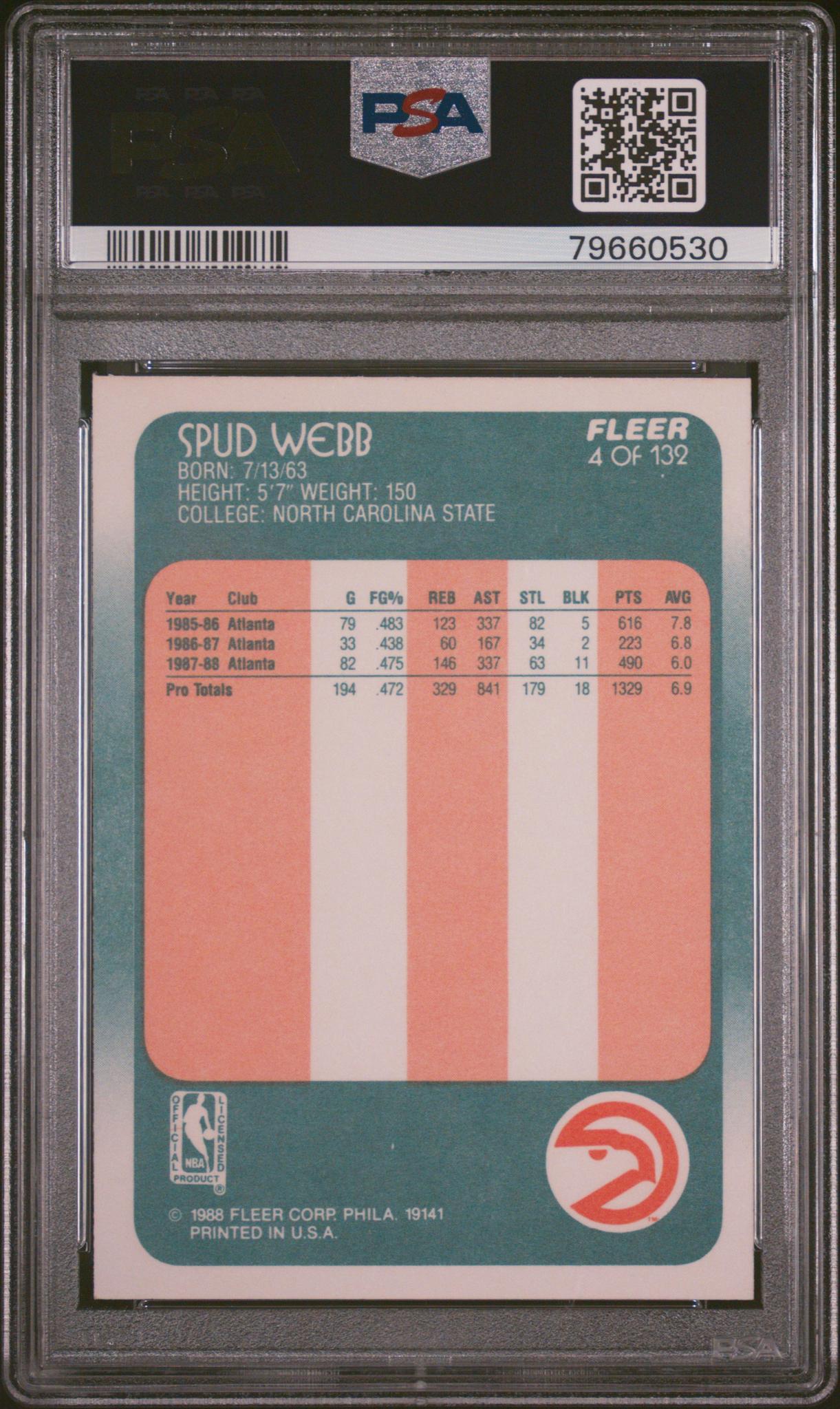 1988 Fleer Spud Webb #4 PSA 9